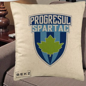 Perna Personalizata Progresul Spartac Fotbal, 40x40 cm, Bej, Husa Detasabila, Perna Inclusa, BEKZ®