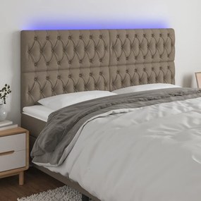 3122786 vidaXL Tăblie de pat cu LED, gri taupe, 200x7x118/128 cm, textil