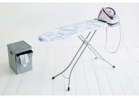 Masa de calcat Brabantia B 90300120, 124x38 cm, 7 pozitii de reglare, Suport generator de abur, PerfectFlow, Alb/Albastru