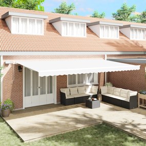 vidaXL Marchiză retractabilă with Manual Alb 600 × 300 cm Alb