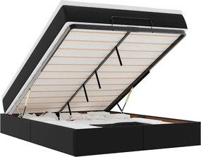 vidaXL Cadru pat otoman cu saltea neagră 140x190cm piele artificială