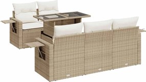 vidaXL Set canapele de grădină cu perne, 6 piese, bej, poliratan