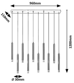 Lustră pe cablu Rabalux 72365 RAMIRA 10xG9/5W/230V auriu