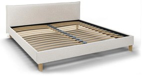 Pat matrimonial crem cu tăblie și somieră 200x200 cm Tina – Ropez