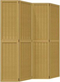 vidaXL Paravan de cameră cu 4 panouri, maro, lemn masiv paulownia