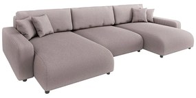 Colțar roz deschis extensibil, cu spațiu de depozitare, cu tapițerie din catifea reiată Sara – Ropez