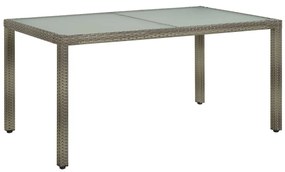 vidaXL Masă de grădină, gri, 150x90x75 cm, sticlă securizată/poliratan