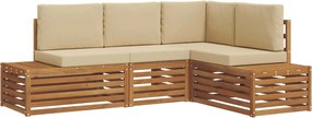 vidaXL Set de canapele de exterior cu pernă 4 Bucată Natural și Bej