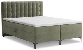 Pat boxspring verde cu spațiu de depozitare 140x200 cm Puhala – Makamii
