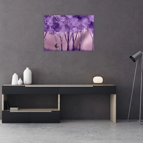 Tablou pe sticlă - Cerbi în pădurea magică (70x50 cm)