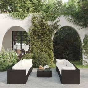 3101511 vidaXL Set mobilier de grădină cu perne, 9 piese, negru, poliratan