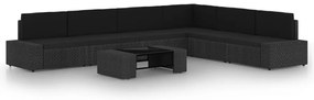 vidaXL Set mobilier de grădină, 7 piese, negru, poliratan