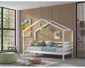 Pat Căsuță cu Protecție, Alb, 90 x 200 cm, Pin Masiv – Dallas – Vipack