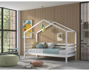 Pat Căsuță cu Protecție, Alb, 90 x 200 cm, Pin Masiv – Dallas – Vipack