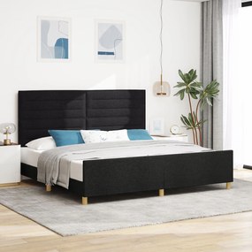vidaXL Cadru de pat cu headboard Negru 200 x 200 cm țesătură