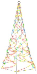 Brad de Craciun pe catarg, 200 LED-uri, multicolor, 180 cm Multicolour, 180 x 70 cm, Becuri LED in forma zigzag, 1