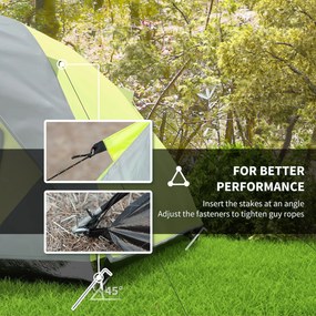 Outsunny Cort de Camping pentru 3-4 Persoane, Cort Impermeabil și Rezistent la UV, 3x3x1.8m, Galben și Gri | Aosom Romania