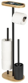 Suport pentru hârtie igienică negru/în culoare naturală din oțel Pomarolo – Wenko