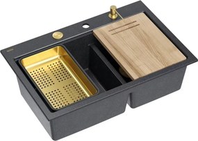 Statie de lucru incastrata Quadron Unique Marc 120 negru diamant - auriu 76x50 cm