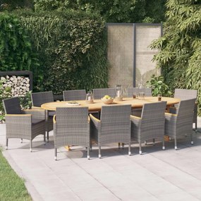 3103605 vidaXL Set mobilier de grădină cu perne, 11 piese, gri