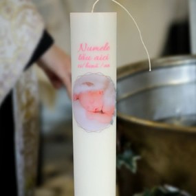 Lumanare Botez Fetita personalizata cu poza si nume 7 cm, 60 cm