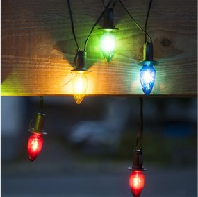 Girlandă LED de exterior CONE FILAMENT 20xE10 19m multicolor/alb cald IP44