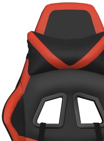Scaun de gaming cu masaj suport picioare, negru rosu, piele eco 1, Negru si rosu, Cu suport de picioare