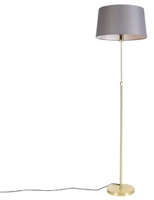 Lampă de podea auriu/alamă cu abajur din in gri 45 cm - Parte