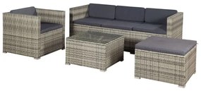 Jusky Set ratan de gradina Punta Cana L - perne gri/antracit