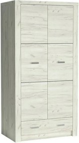 Dulap INDIANAPOLIS I1, stejar craft alb, PAL laminat, cu 2 usi si un s