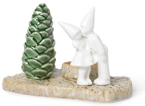 Suport din gresie pentru lumânări de Crăciun Kähler Design Christmas Kiss, lungime 17 cm