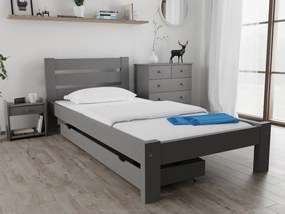 Pat Amelia 90 x 200 cm, gri Saltele: fără saltea, Somiera pat: Cu lamele curbate