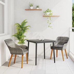 vidaXL Set de dining pentru grădină 3 piese gri din ratan poliester