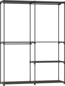 HOMCOM Dulap de Haine cu 2 Bare și 4 Rafturi, din Material Non-Țesut, Plastic și Oțel, 142x43x185 cm, Negru | Aosom Romania