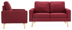 vidaXL Set de canapele, 2 piese, roșu vin, material textil