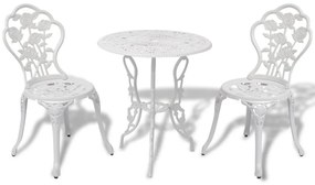 42165 vidaXL Set mobilier bistro, 3 piese, alb, aluminiu turnat