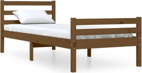 vidaXL Cadru de pat mic single, maro miere, 75x190 cm, lemn masiv