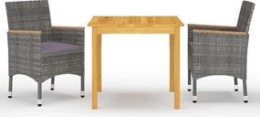vidaXL Set mobilier de grădină, 3 piese, gri