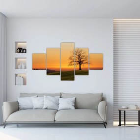 Tablou cu apus de soare  pe o luncă (125x70 cm), în 40 de alte dimensiuni noi