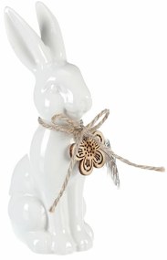 Decorațiune ceramică Iepure, alb, 7 x 15 x 5 cm