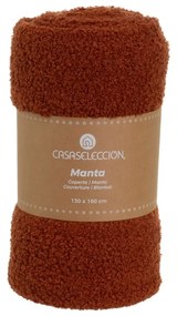 Pătură cărămizie din sherpa 130x160 cm Sherpa Bouclé – Casa Selección