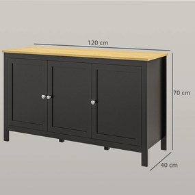 HOMCOM Dulap cu 2 Compartimente și 2 Rafturi Reglabile pe 3 Nivele, 120 x 40 x 70 cm, Negru și Lemn | Aosom Romania