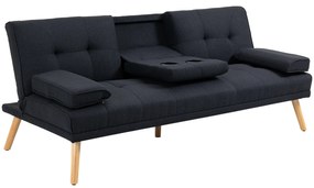 HOMCOM Canapea Extensibilă cu 3 Locuri, 2 Brațe Detașabile și Suport pentru Pahare, 181x77x78 cm, Gri | Aosom Romania