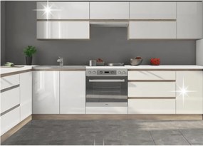 Dulap superior cu 2 uşi orizontale, alb super luciu HG, LINE ALB G80