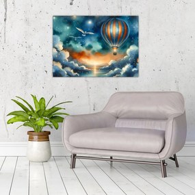 Tablou pe sticlă - Zbor sub cerul nopții (70x50 cm)