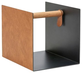 Cutie de depozitare neagră/în culoare naturală din metal și din piele ecologică decorativă 32x38x31 cm Bull – LIND DNA