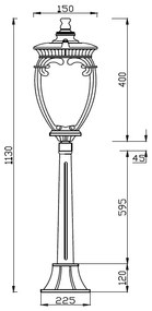 Stalp de exterior protectie IP44, Fleur H-113cm, negru cu auriu