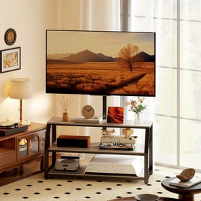 HOMCOM Comodă TV cu suport pentru televizoare până la 182,9 cm, comodă TV cu 2 rafturi deschise, 110x43x150cm, gri | Aosom Romania