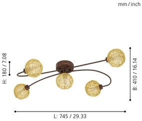 Eglo 97727 - Lustră aplicată LED CARIS 1 5xLED/3W/230V