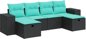 vidaXL Set mobilier de grădină cu perne, 6 piese, negru, poliratan